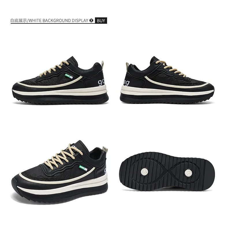 Men's Waterproof Synthetic Leather Dad Sneakers 2026 New Thick Sole Anti Slip Work Travel Casual Running Streetwear Footwear