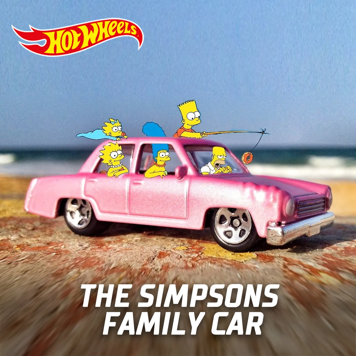 Original Hot wheels 1/64 The Simpsons Family Car Pink Alloy Diecast Toy Car 2026 E C4982 Series Collectible Vehicle For Boys