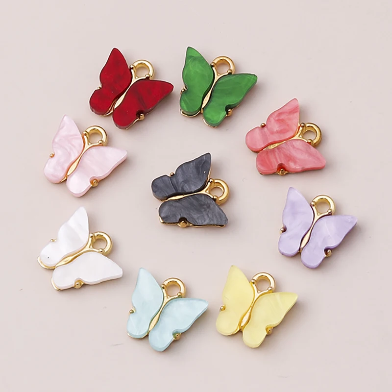 

﻿ 20pcs 13x13mm Cute Colorful Acrylic Butterfly Charms Pendants for Necklaces Earrings Bracelets DIY Crafts Jewelry Making