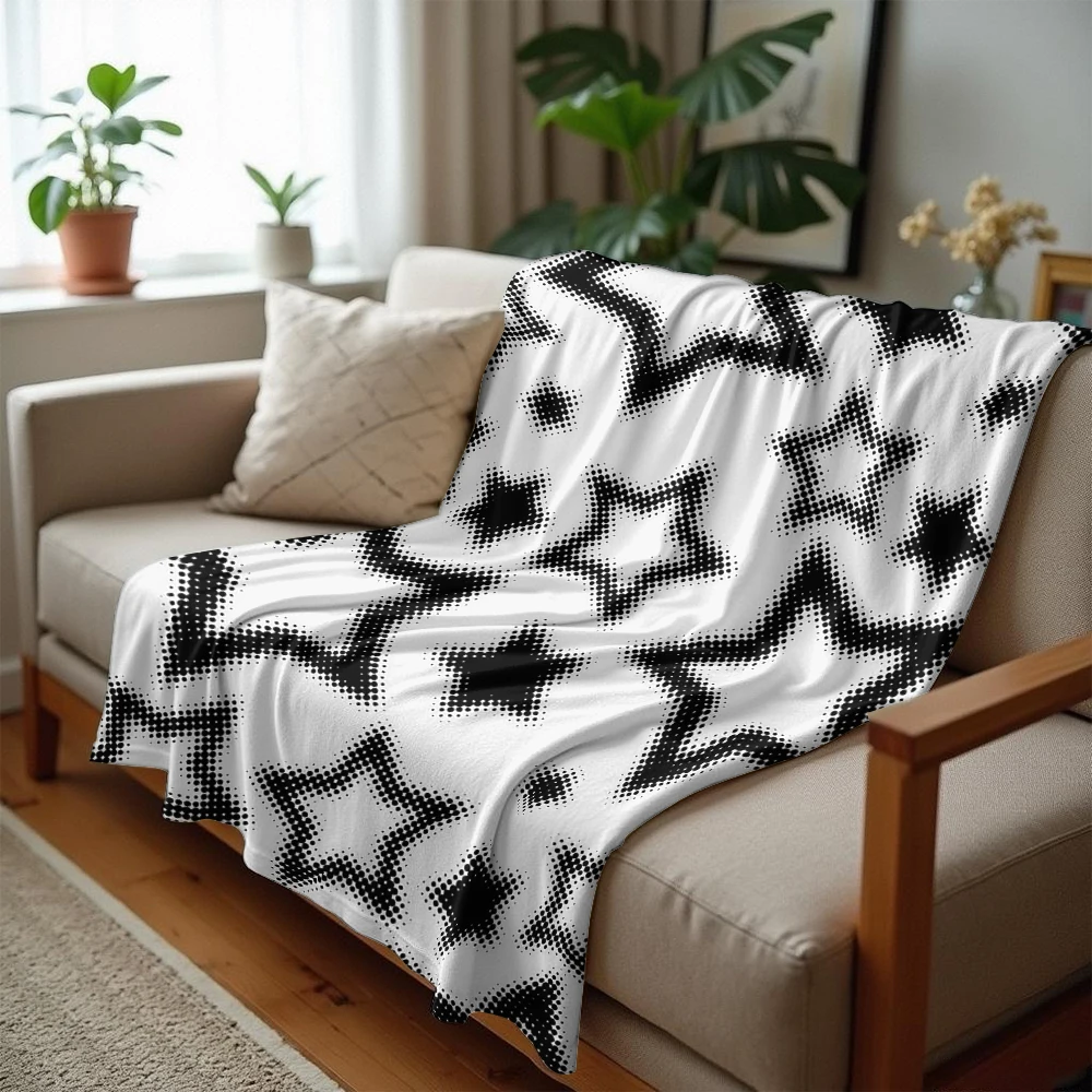 Dot Stars Ultra Soft Sherpa Fleece Blanket Fluffy Warm Halloween Cozy Throw for Sofa Couch Bedroom Gift All season