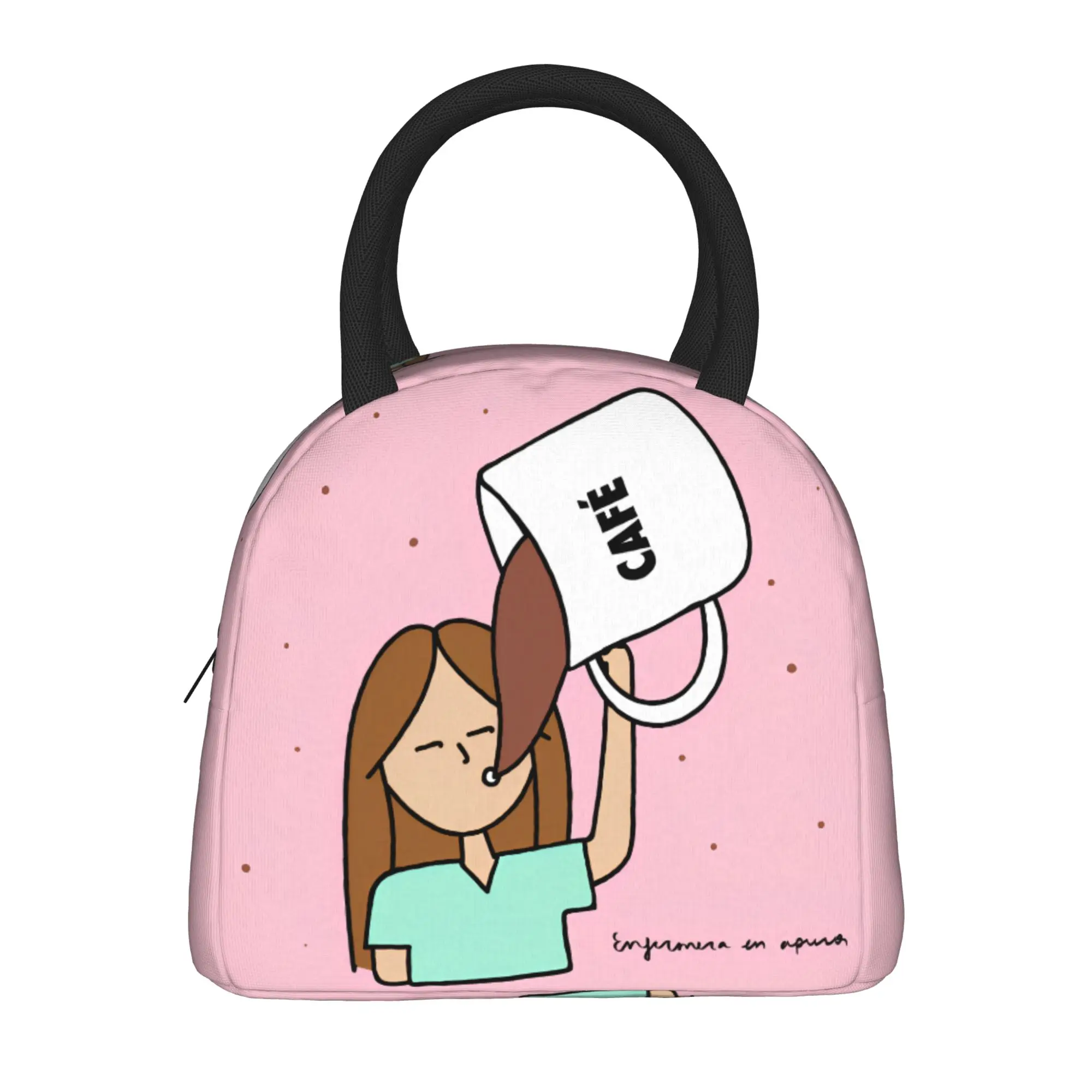 Nurse Enfermera En Apuros Medical Care Lunch Bag Coffee Lunch Box For Women Portable Cooler Bag Oxford Print Tote Food Bags