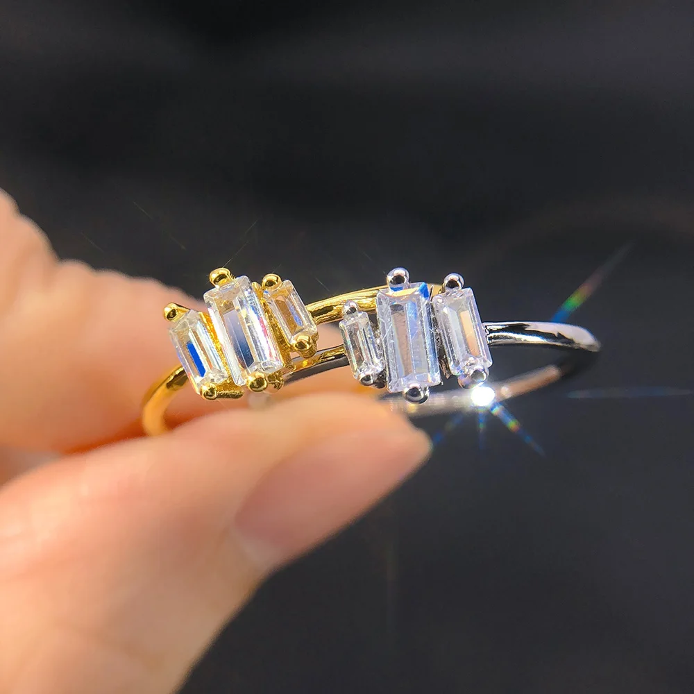 Geometric Crystal Thin Rings for Women Fashion Designer Minimalist Wedding Zirconia Tennis Ring Trend Jewelry Wholesale KAR213