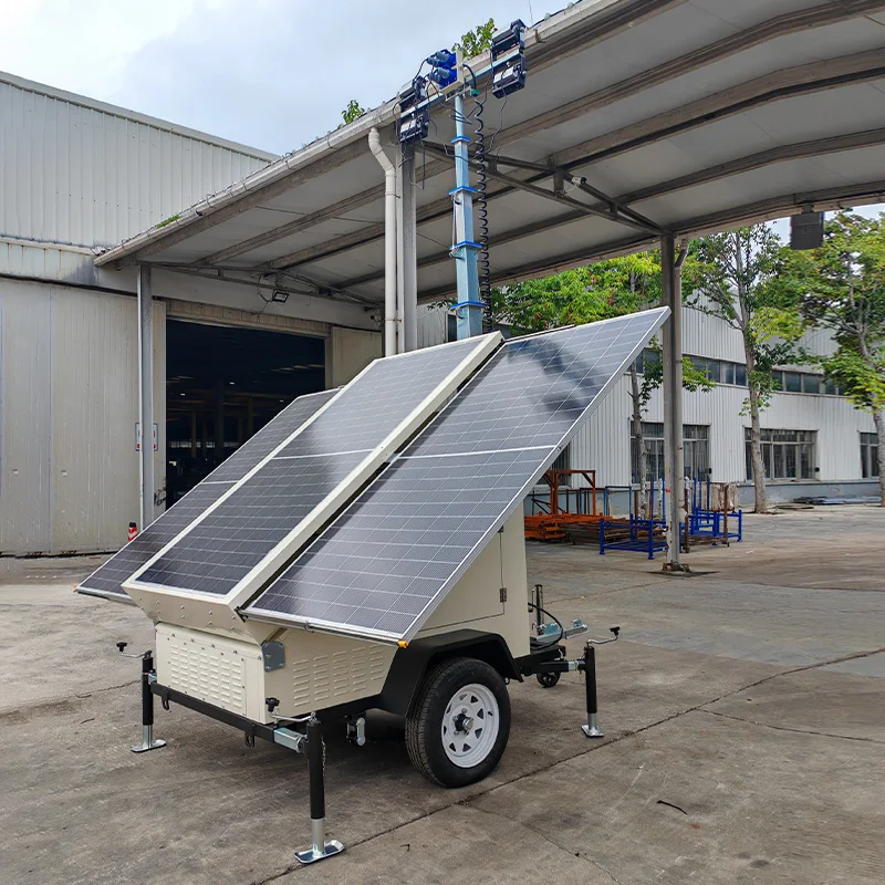 Mobile Solar Lighting Tower Zero Emission Green Energy MPPT Controller Monocrystalline Silicon Solar Panel Off-Grid Customized