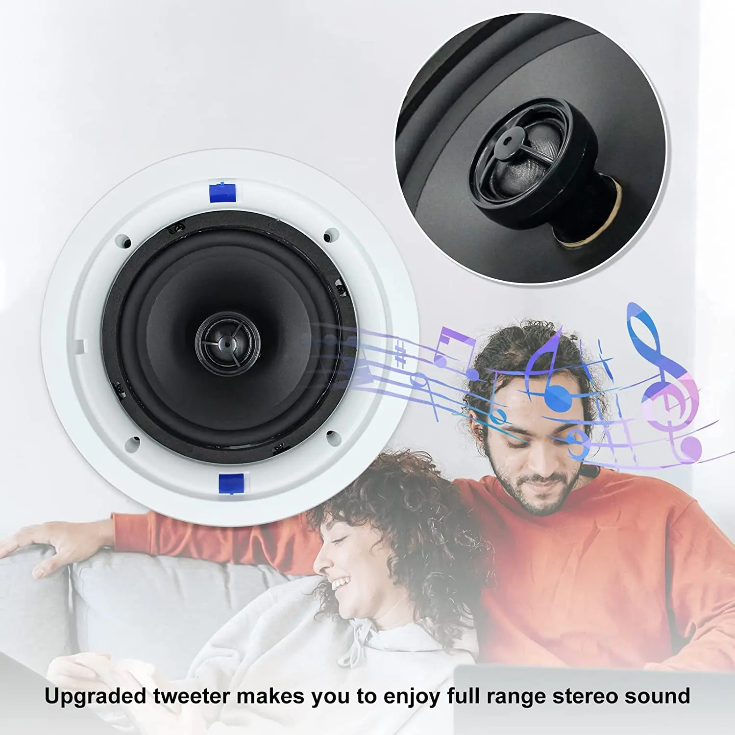 Herdio 6.5 Inch 640 Watts Ceiling Speakers 2 Way Flush Mount Passive Perfect For Office Kitchen Living Room Bathroom 4 Speakers