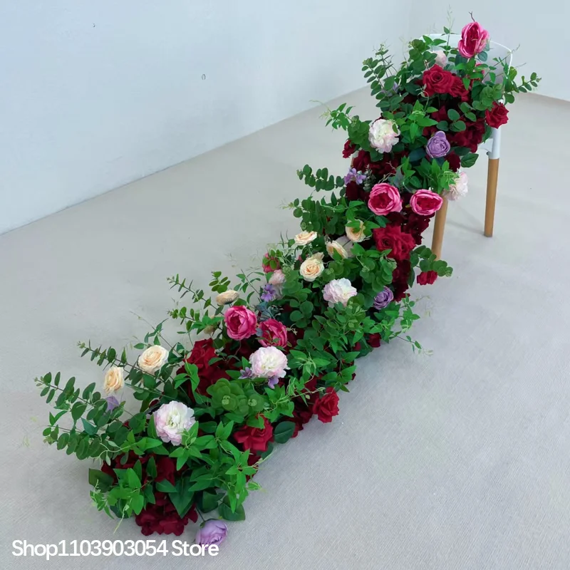 5D Künstliche Rosen-Hortensien-Blumenreihe, langer Sofaläufer, Hochzeits-Hintergrunddekoration, Blumenarrangement-Requisiten, Tischdekoration-Requisiten – Detail 2