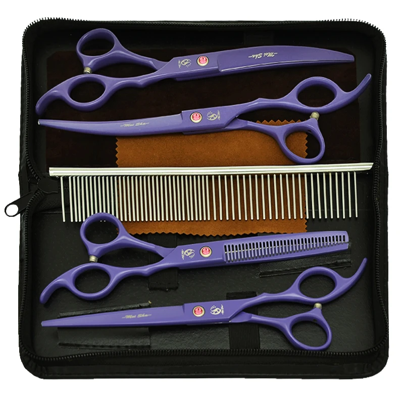 

7 inch Pet Gromming Shears Straight Cutting Thinning Shears Professional Animals Grooming Scissors Curved Haircut Clipper B0038A