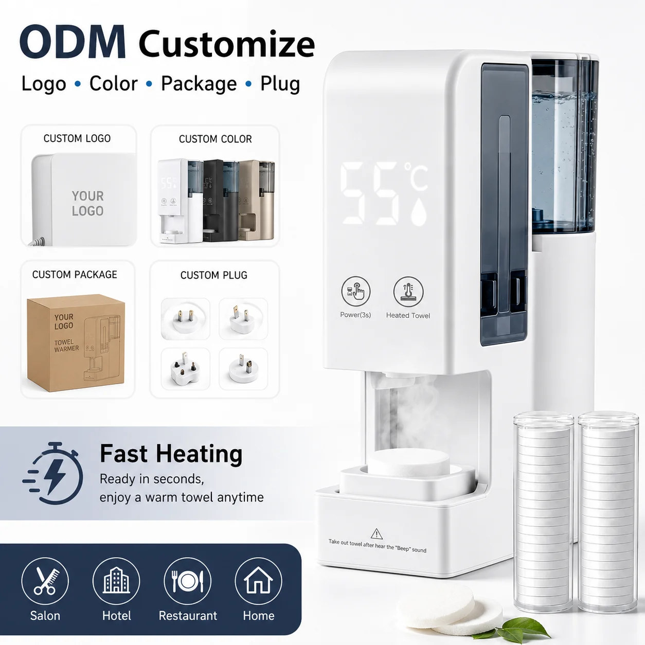 500ml Wet Towel Dispenser, ETL CE Certified, Facial Towel Warmer for Spa Salon Household Hotel RV, Moisture-Retaining