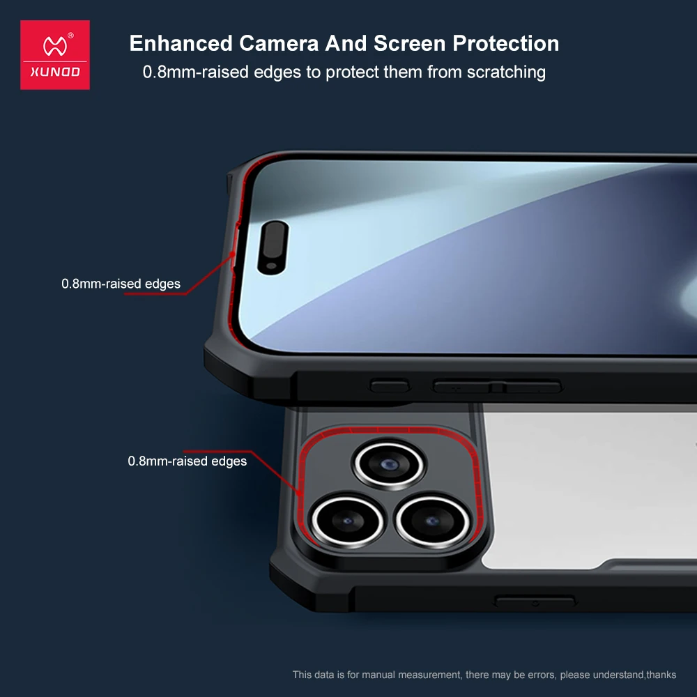 Etui Xundd do iPhone'a 17 Pro Max, etui do iPhone'a Air 17 i 17 Pro, amortyzujące wstrząsy, przezroczyste etui z akrylu i TPU z magnetycznym pierścieniem. — zdjęcie produktu 3