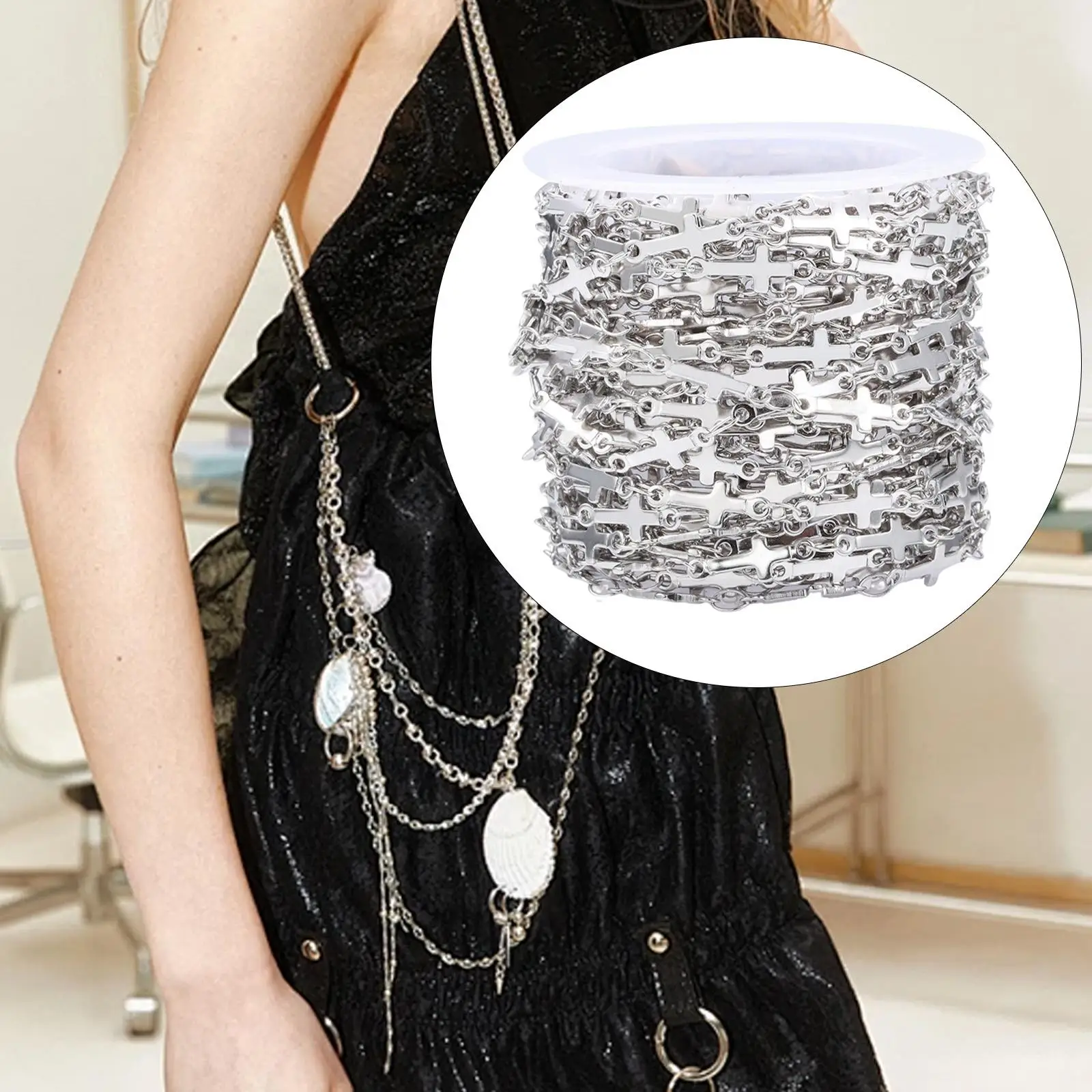 

Jewelry Making Chains 5M Stainless Steel DIY Link Chain for Tassel Chain, Keychains Dog Tags Head Accessories Anklets