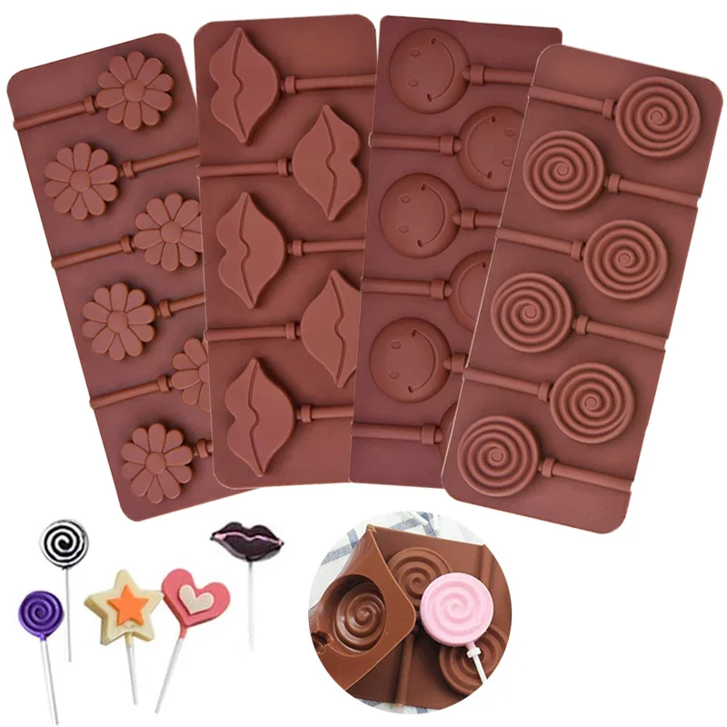 Cute Flower Round Silicone Lollipop Molds Jelly and Candy Molds Cake Mold Variety Shapes Cake Decorating Form Silicone Bakeware