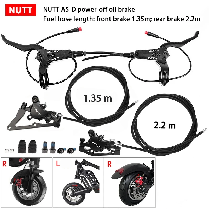 NUTT E-Bike Electric Scooter Hydraulic Disc Brake 140 160 180mm Rotor FOR Zero 10X 11X KUGOO G1 G2 Pro E-scooter Brake