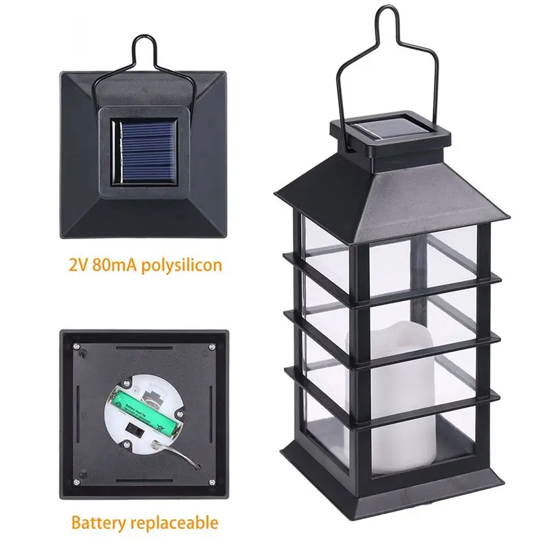 GTBL Solar Lantern Lights 2Pcs LED Flameless Candles For Outdoor Garden Decorative Hanging Lanterns For Table Backyard Party