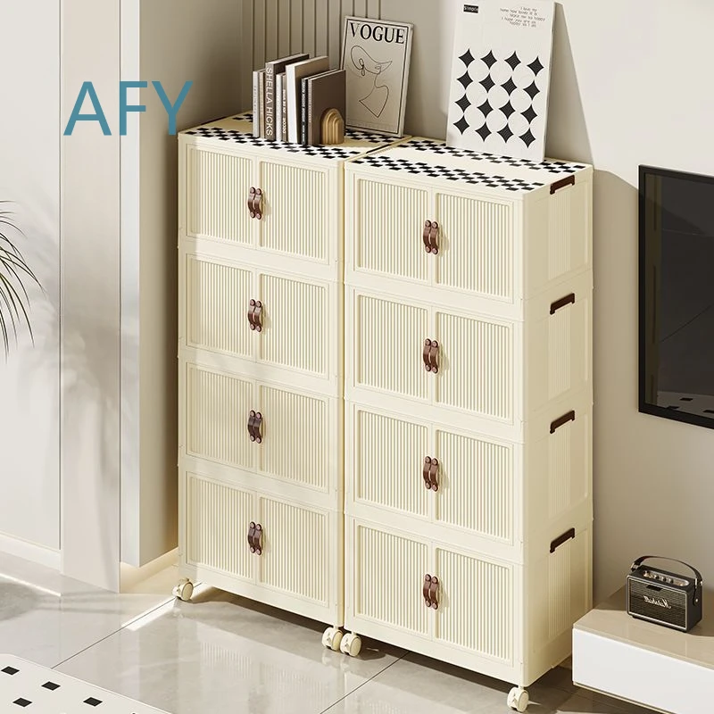 Nordic Storage Cabinet for Household Foldable Wardrobe for Cream Style Clothes Snack Toy Storage Box for Kitchen Bedroom