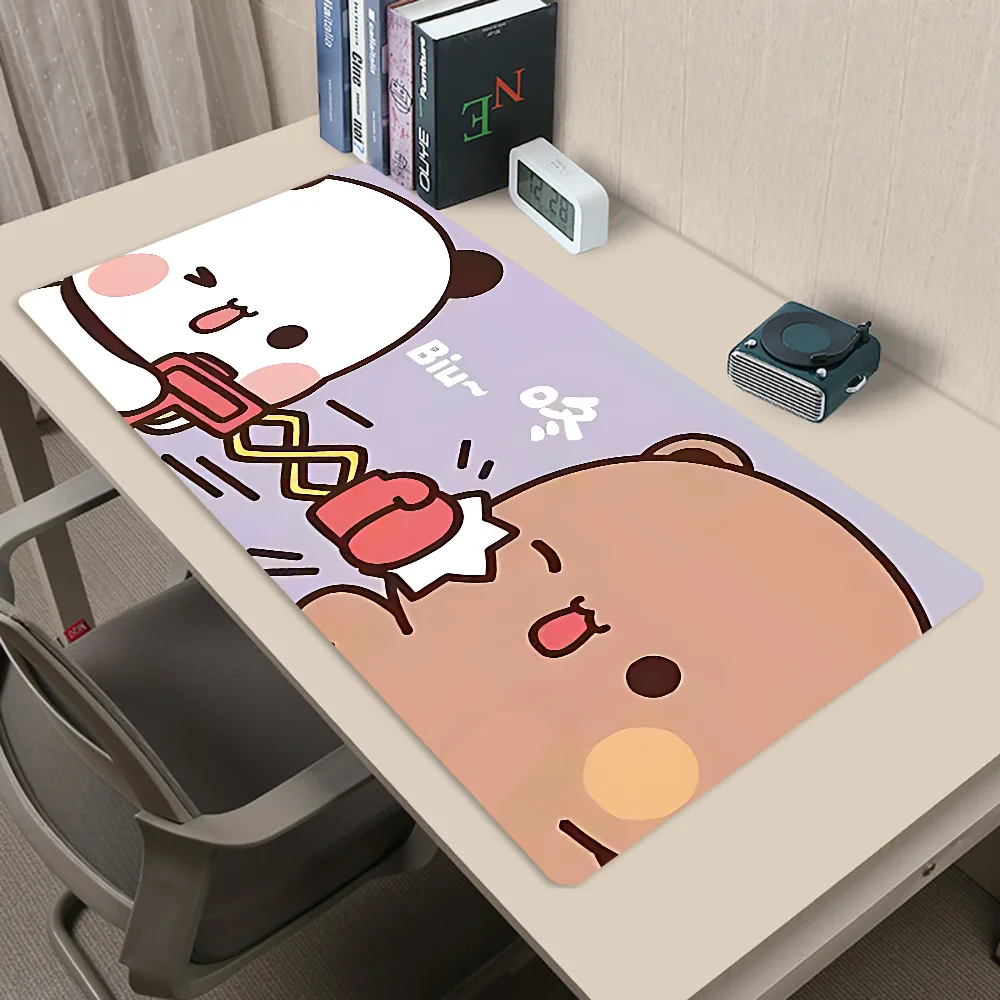 BUBU DUDU Mousepad tetikus ukuran L XL XXL, alas Mouse Gaming besar untuk papan ketik