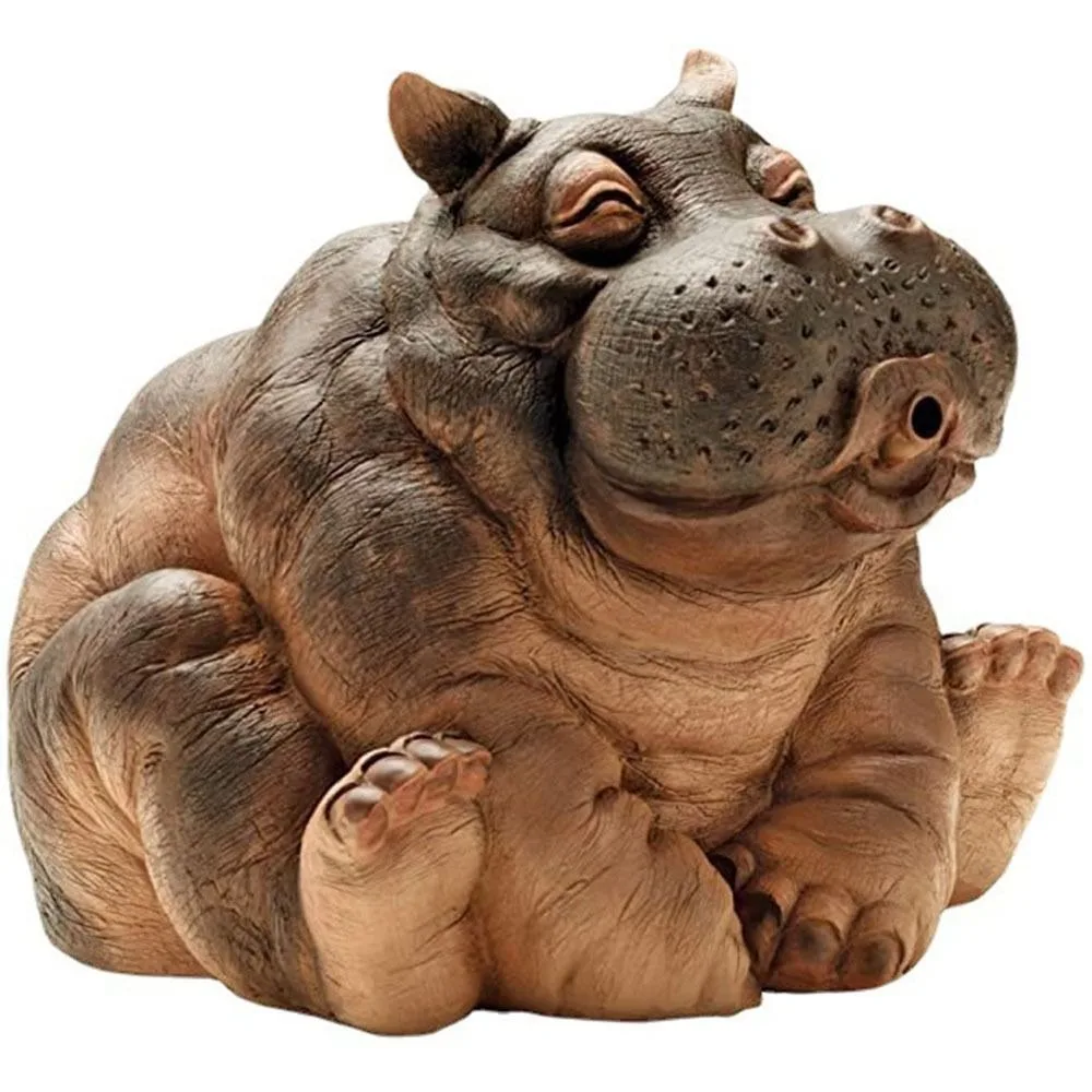 Hippo Decor Realistic Hippo Pond Spitter Statue Resin Cute Hippo Garden Statue Simulation Animal Fountain Yard Garden Decoration