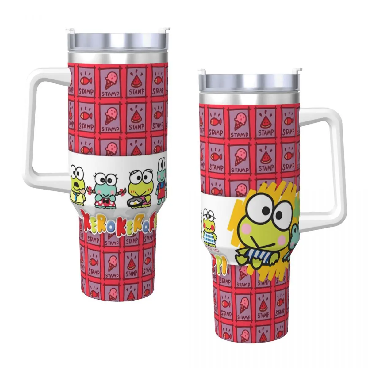 Stainless Steel Tumbler Keroppi Big-Eyed Frog Thermal Cups Portable Cold and Hot Mugs Cup Driving Graphic Water Bottle