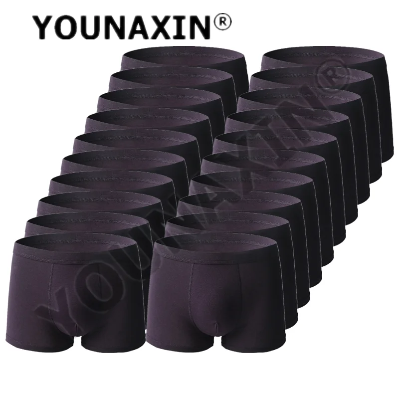 YOUNAXIN 20 Pieces Men's Underwear Plus Big Underpants Cotton Large Size Undies Solid Boxer Shorts L XL 2XL 3XL 4XL 5XL 6XL