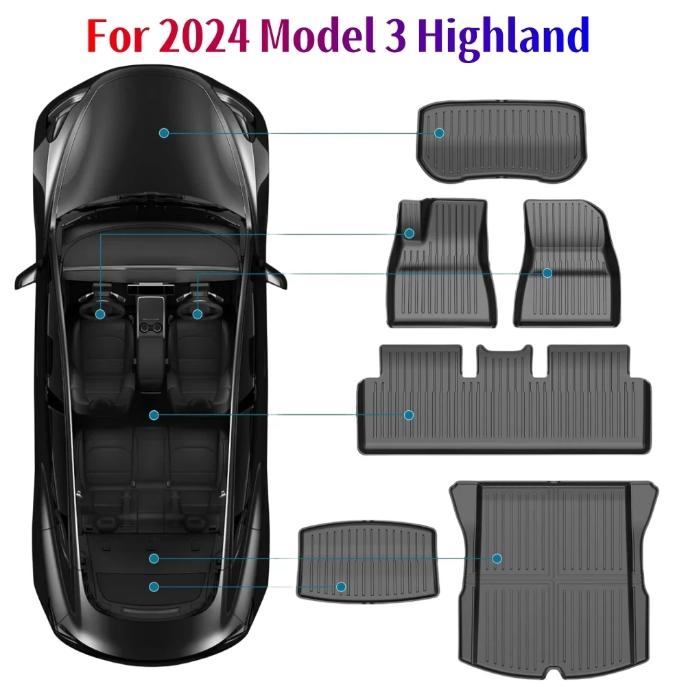 Nuovo tappetino in TPE per Tesla Model 3 Highland 2024 tappetino protettivo per moquette impermeabile TPE tappetino per bagagliaio anteriore