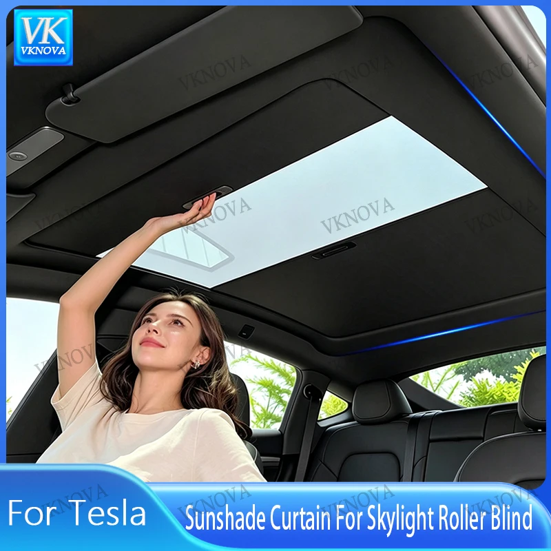 New Retratable Sunshade For Tesla ModelYL Launch 2026 Roof Shade Scroll Original Sun Visor ModelYL Pleated Sunscreen Car Curtain