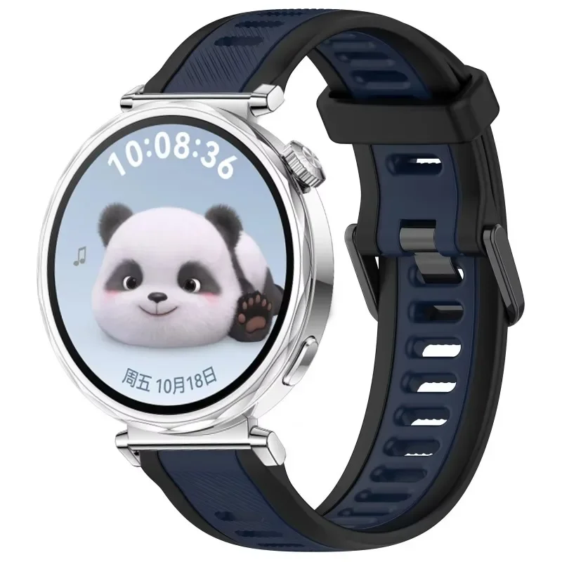 18mm Soft Silicone Strap For Huawei Watch 5 GT5 Pro 42mm Two-color Striped Band For Huawei watch GT7-6-5-4/Xiaomi watch S4 41mm