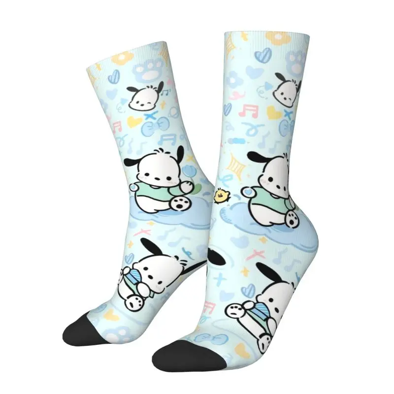 Custom Fashion Mens Pochacco Sanrio Cartoon Dress Socks Unisex Breathbale Warm 3D Printing Crew Socks