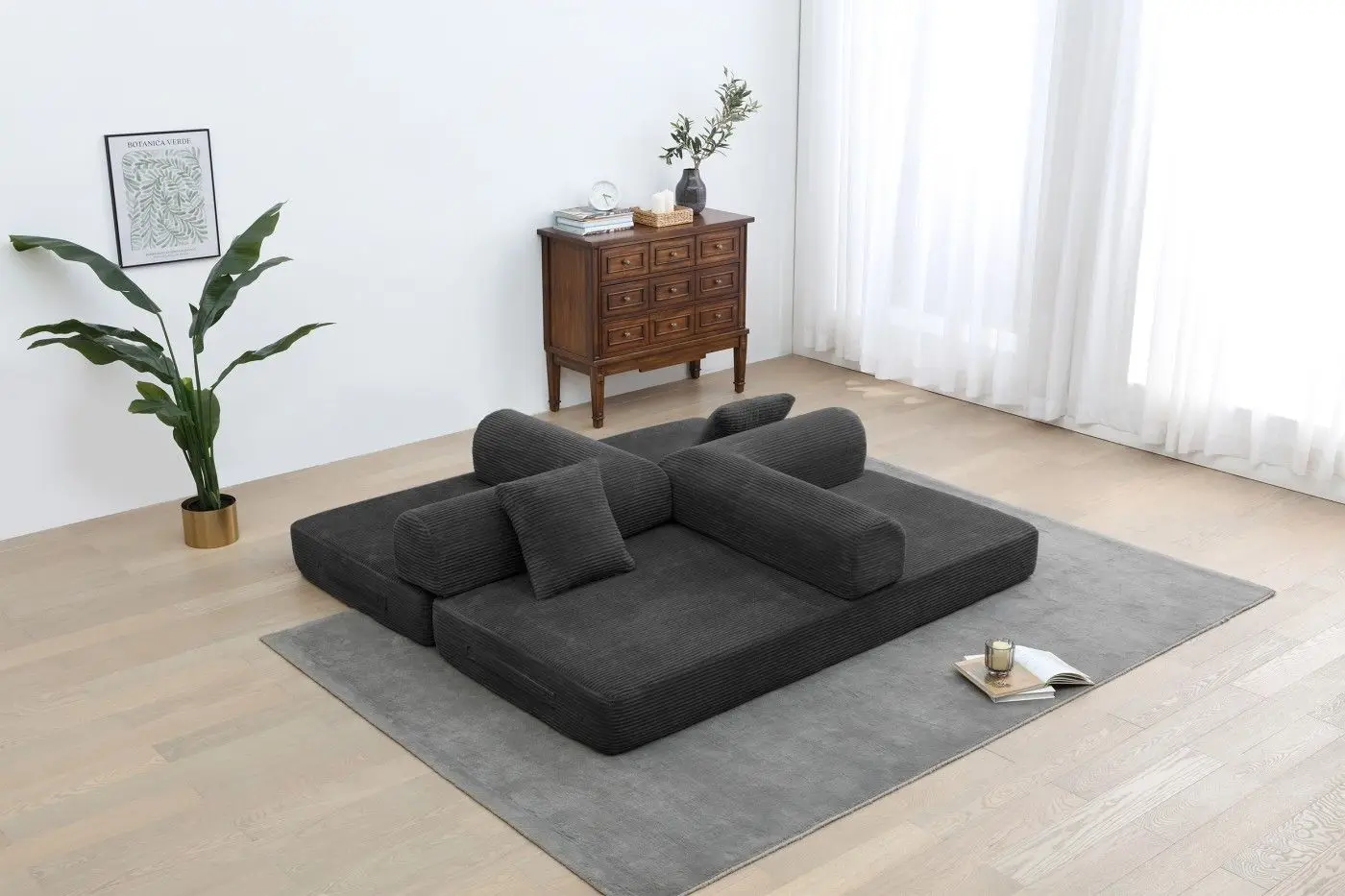 Sleeper Sofa with Pillow,Comfy Foldable Bed Compressed in Box, Convertible for Living Room Bedroom Lounge Studio, High Density