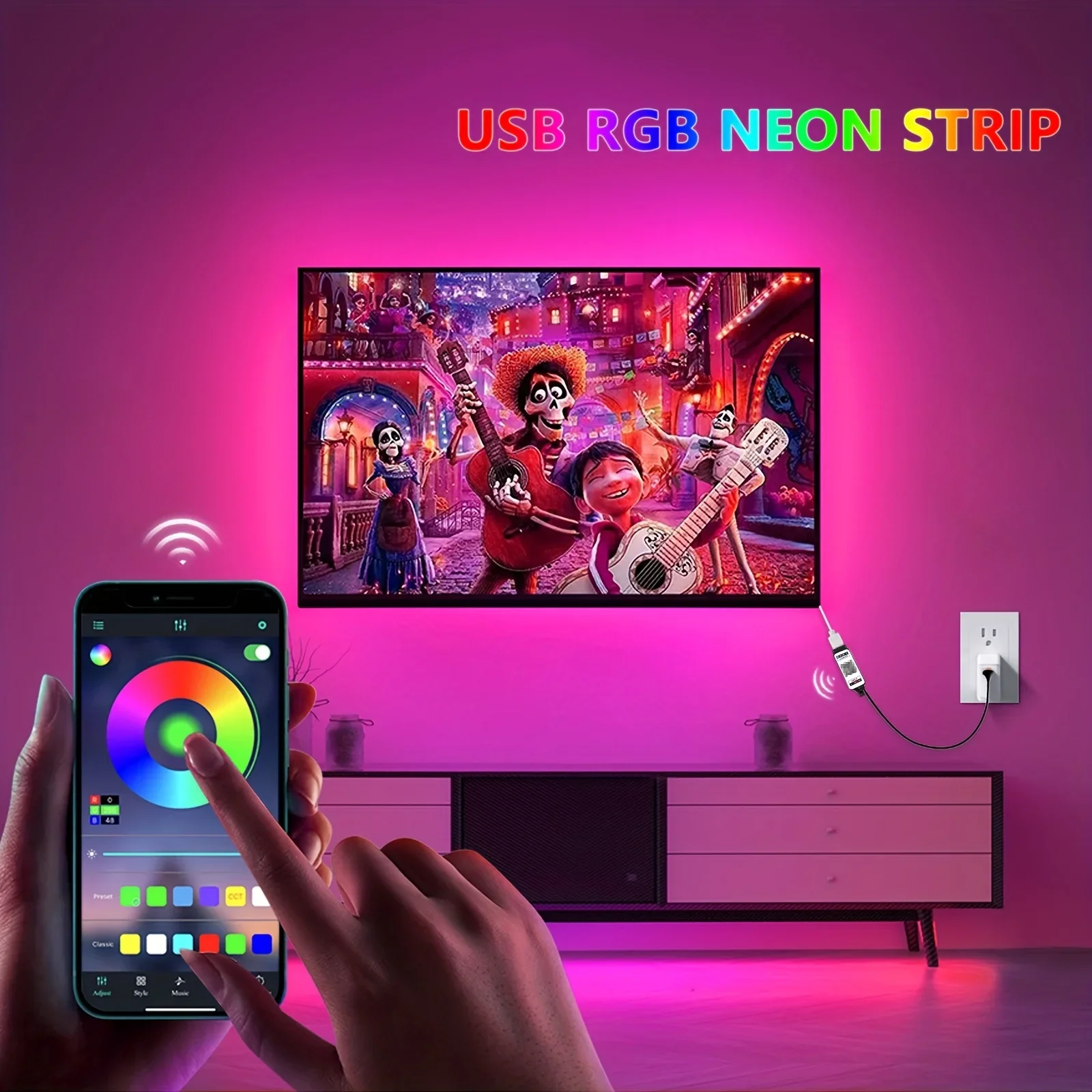 Strisce LED al neon RGB Bluetooth Luci di corda flessibili natalizie impermeabili APP USB/telecomando per decorazioni per sala giochi