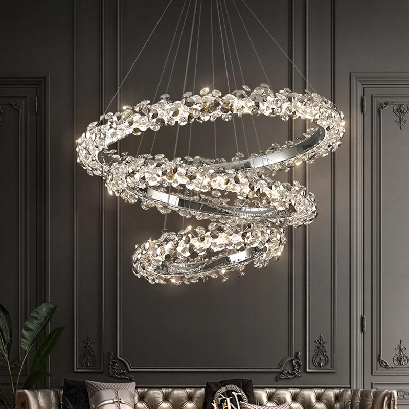 

Light luxury crystal lamp living room, high-end sense of simplicity, atmosphere, modern Italian high-end atmosphere chandelier