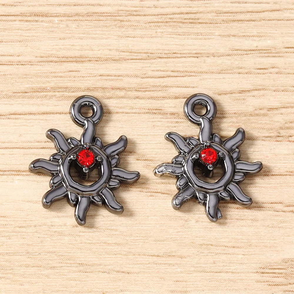Tusember 5 Stück Hip-Hop Gun Black Sonne Mond Stern Herz Anhänger für Halsketten, Ohrringe, Armbänder, Schmuckherstellung, Bastelzubehör – Detail 10