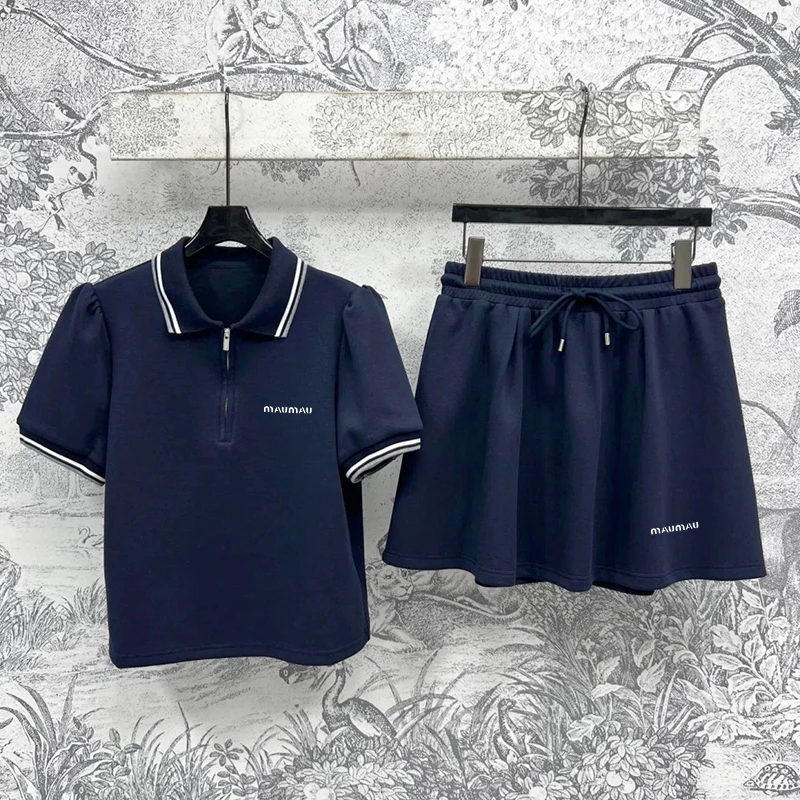 

Элитный комплект из футболки и юбки для молодых женщин: модный двухсоставный костюм с коротким рукавом для школы и повседневной носки