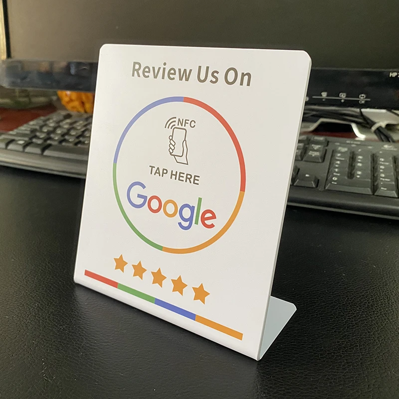 nfc stand 13.56Mhz Programmable Google Reviews NFC Stand Table NT/AG216 NFC Google Review Display nfc card personalized Custom