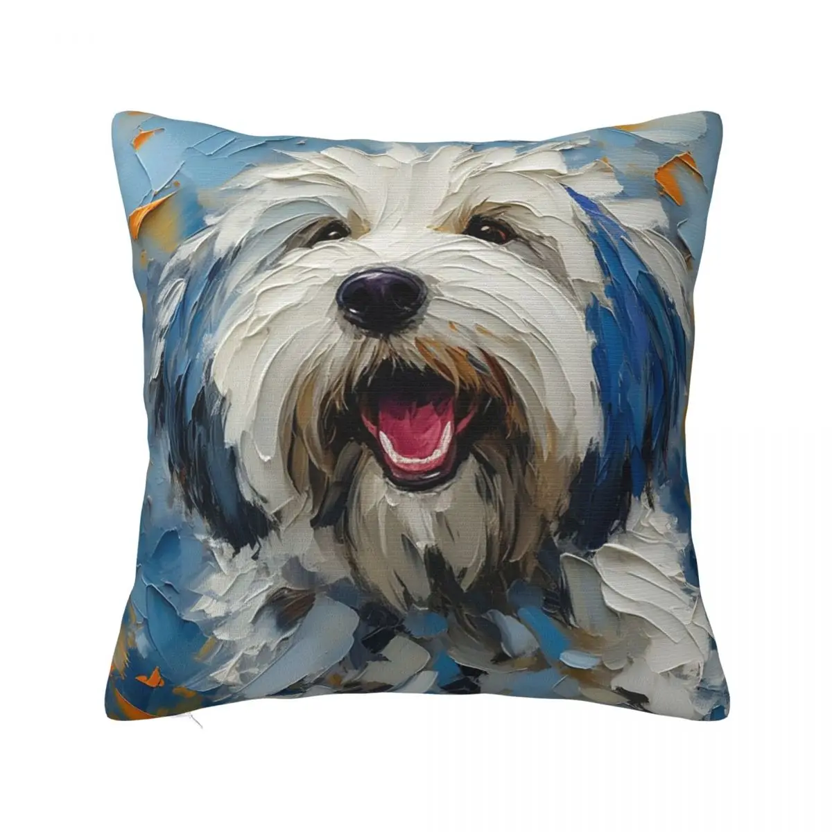 An Old English Sheepdog Curiosity Square Pillowcase Pillow Cover Cushion Zip Decorative Comfort Throw Pillow for Living Room