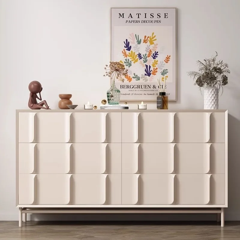 خزانة جانبية لتناول الطعام من الخشب الصلب الفرنسي على الطراز الكريمي، خزانة بسيطة وحديثة، خزانة شاي لغرفة المعيشة وغرفة النوم #2