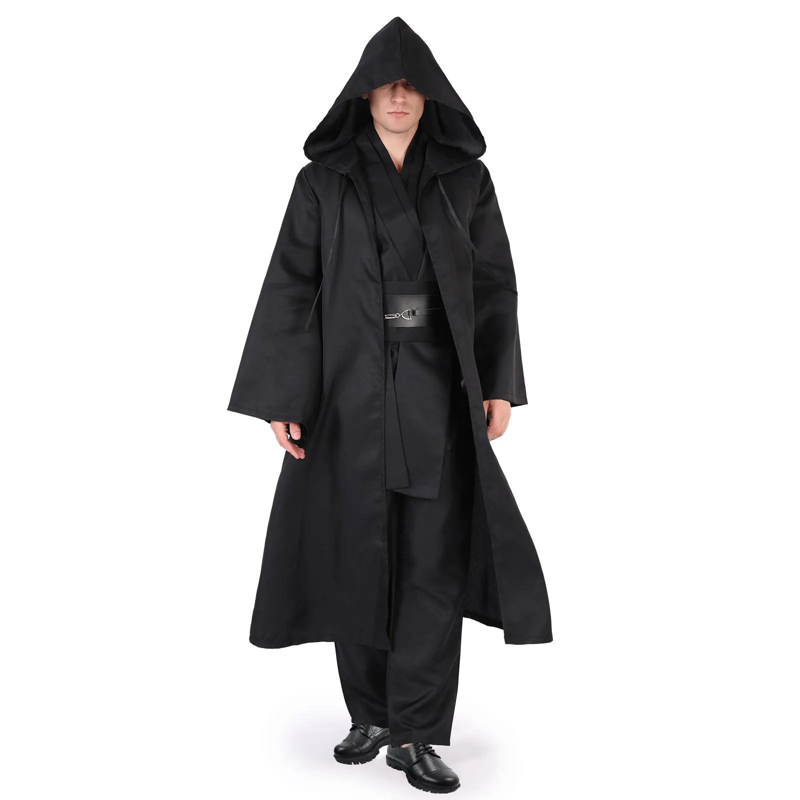 

Jedi Knight Tunic Costume Adult Hooded Robe Cloak Cape Halloween Cosplay Costume Cape Anime Cosplay Black Robe Uniform for Unise