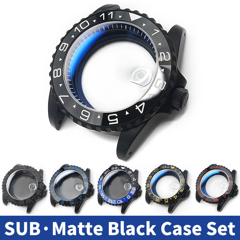 시계 케이스 세트 서브 매트 블랙 NH35 NH36 4R36 NH72 스테인레스 시계 케이스 MOD 부품 챕터 링 베젤 인서트로 수정