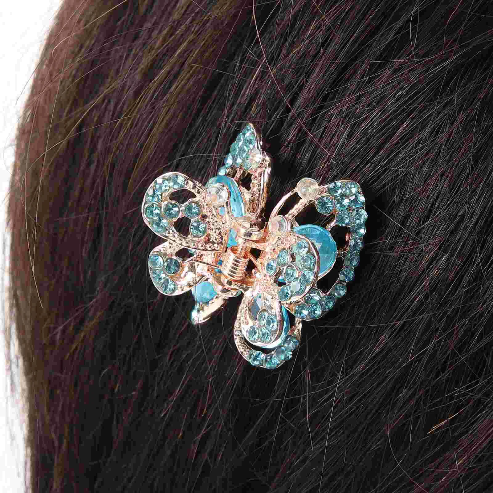 

5 PCS Hair Claws Alloy Jaw Rhinestone Vintage Barrette Clip Grip Accessories Kids Child Mini