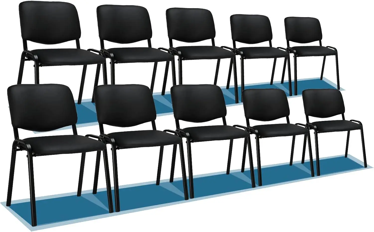 Waiting Room Chairs, 10-Pack PU Church Chairs Conference Room Stackable Chairs Set, Office Guest Chairs