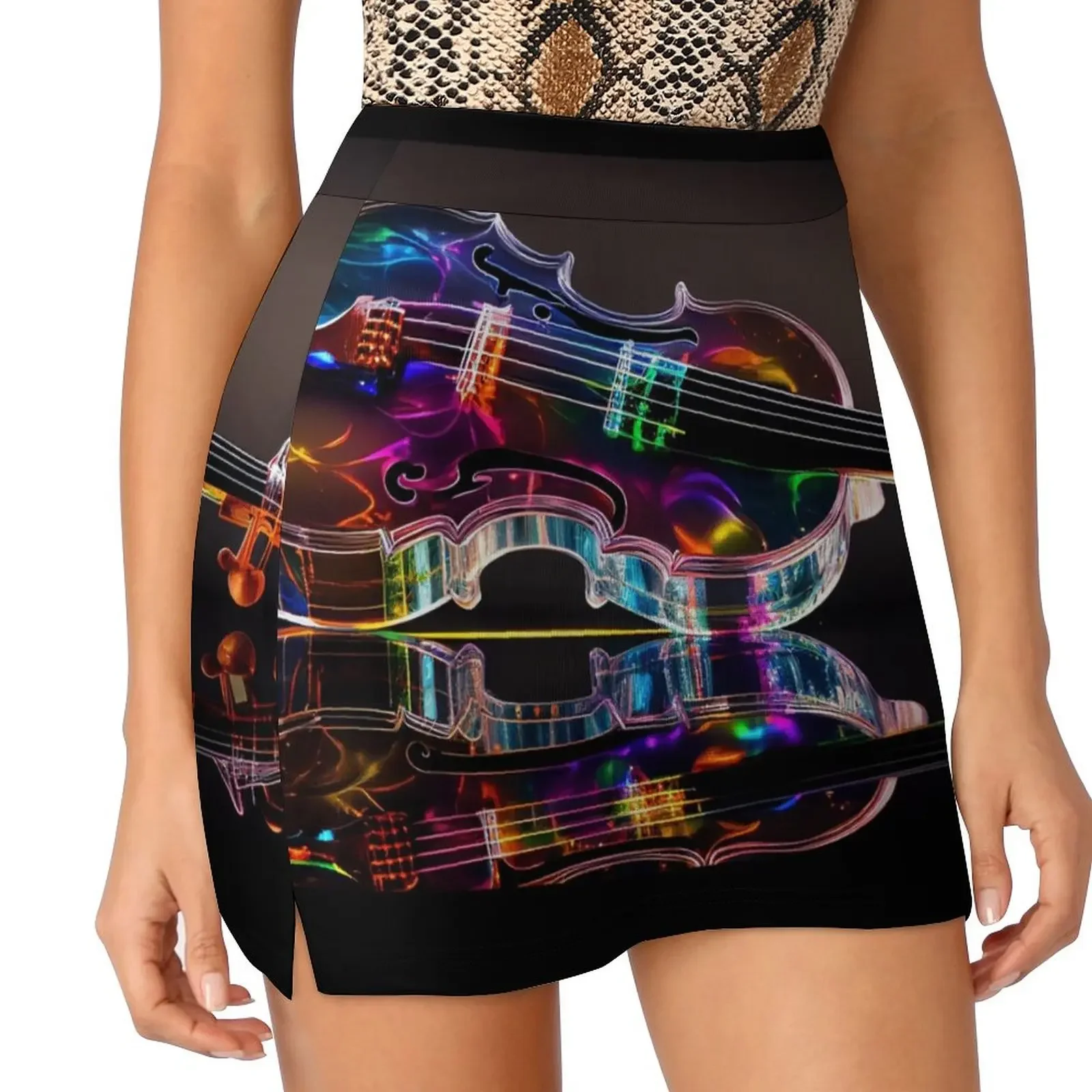 

Glass Chromatic Violin Mini Skirt Clothing chic and elegant woman skirt new in clothes Women's skirt
