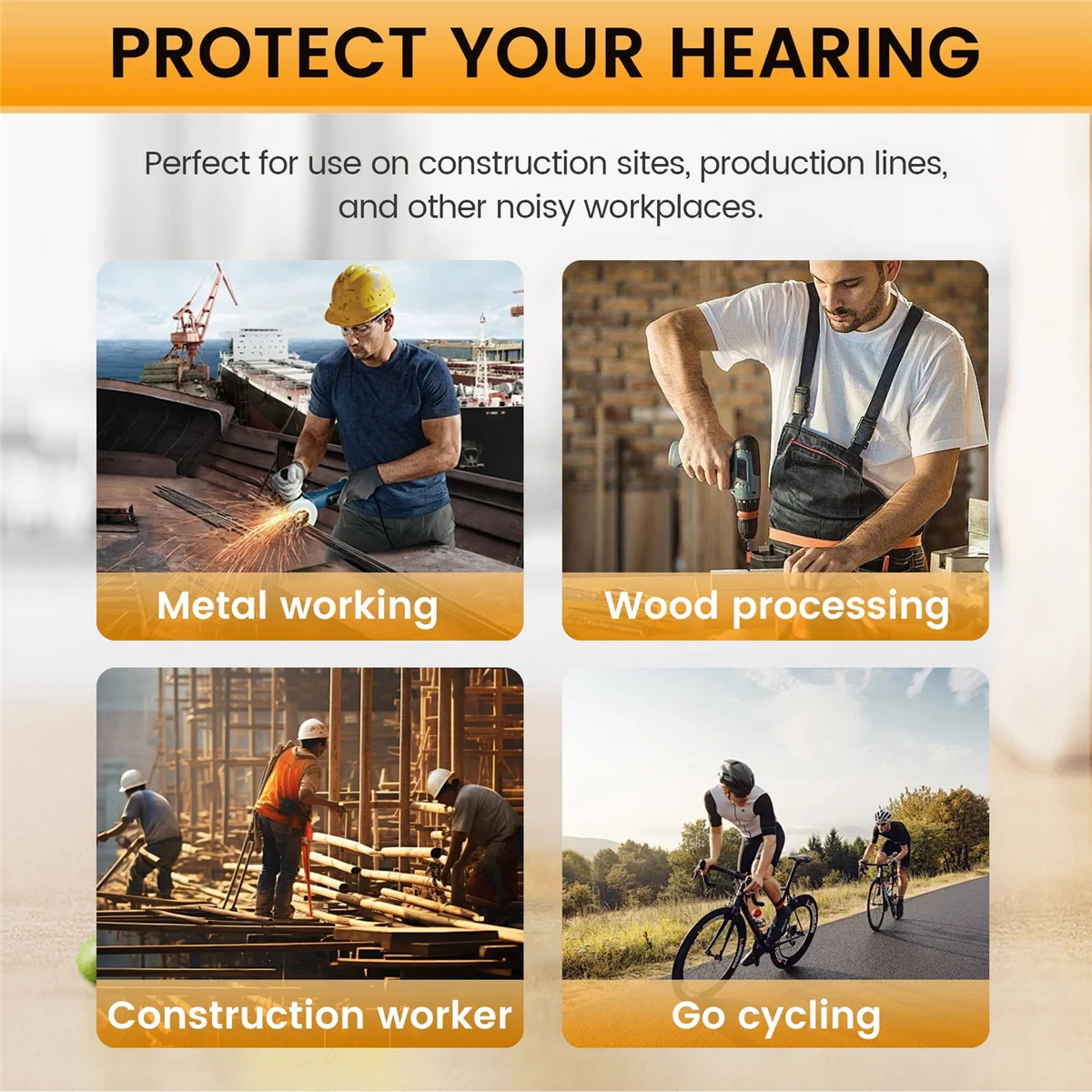 Ear Plugs Bluetooth Headset for Work, Hearing Protection, Suitable for Construction Site and Noisy Environments K