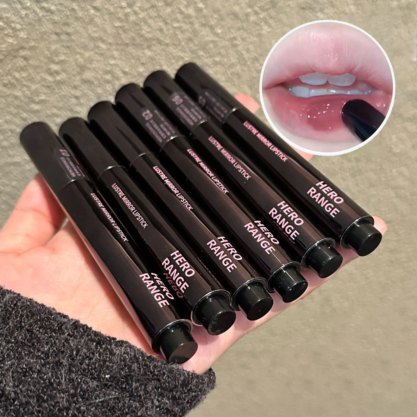 أحمر شفاه HERORANGE Push-button Mirror أحمر شفاه مرطب يدوم طويلاً