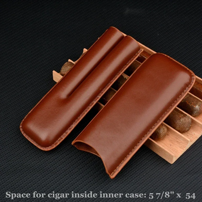 52 Ring Cigar Case Man-made Leather Cigar Holder 2 Tube Mini Cigar Box Portable Humidor Best Smoking Accessory For Man