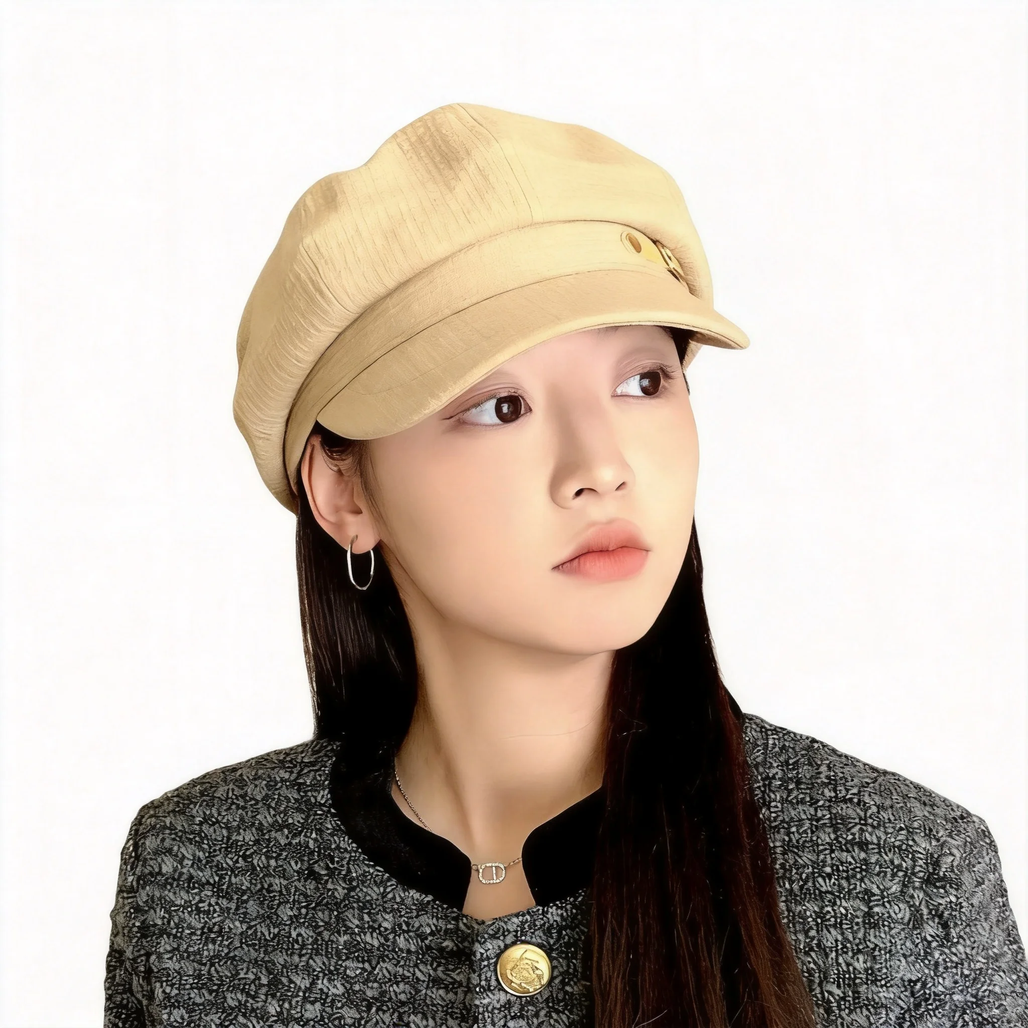 Women 100 Percent Cotton Solid Color Newsboy Cap Fall Winter Retro British Style Beret Hat Eight Panel Painter Cap Face Slimming