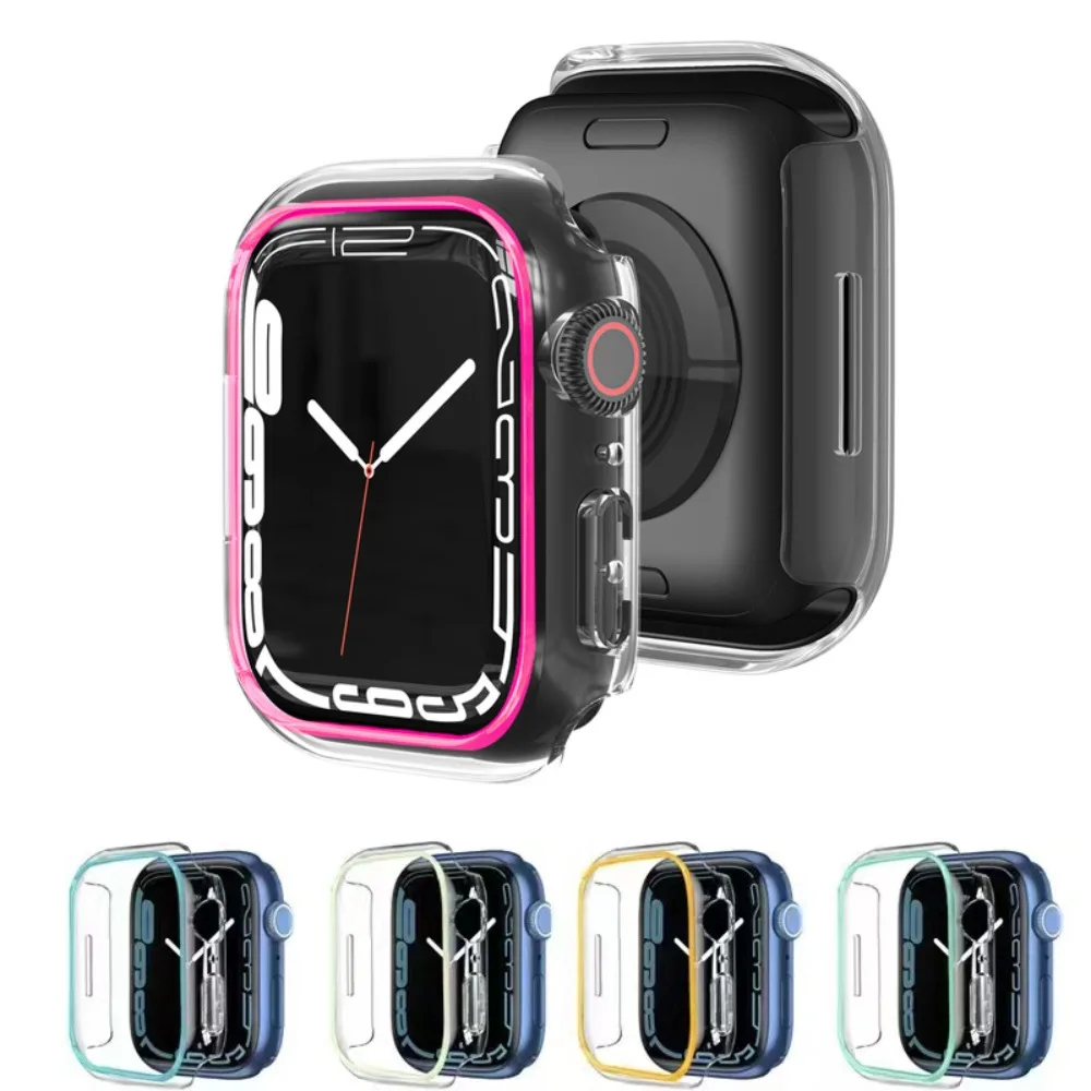 

Флуоресцентный полый чехол для Apple Watch Case 49 мм 45 44 41 40 38 46 42 мм без защитной пленки для экрана iWatch 11 10 9 8 7 6 5 4 SE