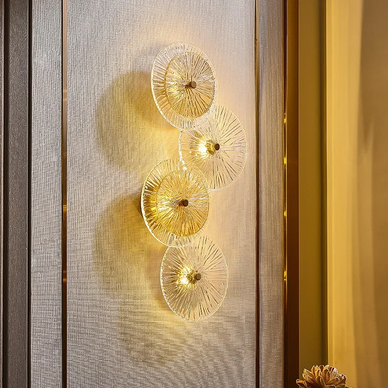 

Circular Glass LED Wall Lamp For Bedroom Living Room Background Wall Corridor Bedside Bedside Lights Modern Home Decoration Lamp