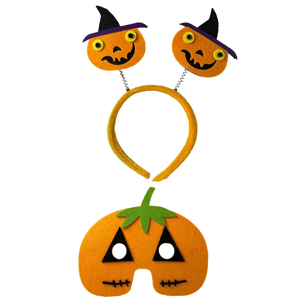 

1Set Pumpkin Headband and Mask Halloween Cosplay Party Prop Festival Hair Hoop Photo Accessory Cute Attractive Eye Catching