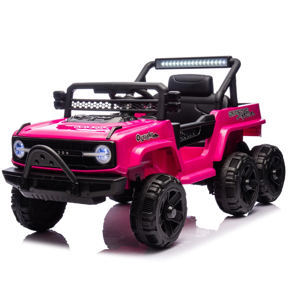 

US STOCK 12V Ride On 6-Wheel electric truck car 6 Wheel Suspension, 4 motors, Music&Bluetooth, USB, Slow start