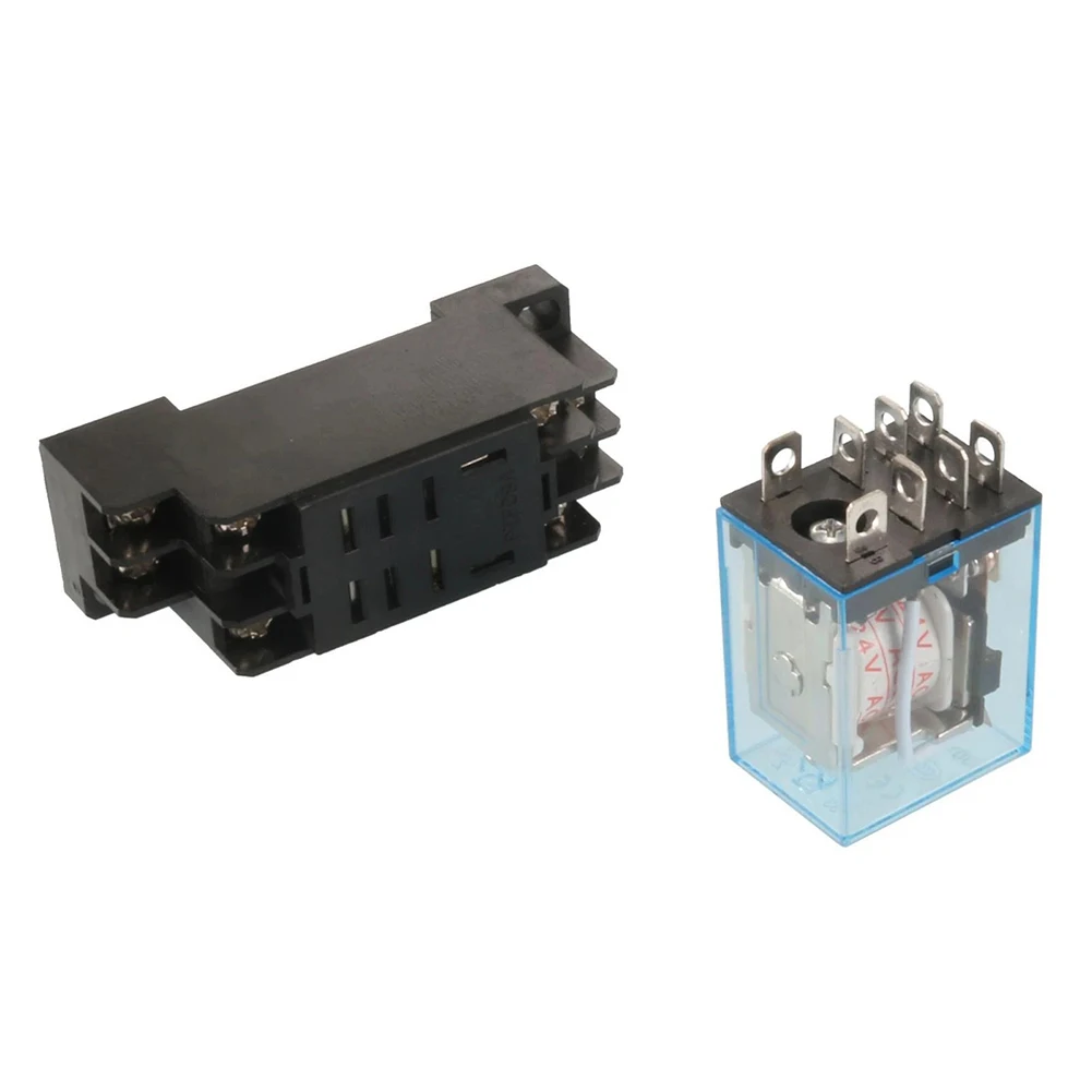35mm DIN Rail DPDT 8P Relay with Socket AC 24V Coil 10A 240VAC/28VDC Suitable for Automation and Industrial Electronics