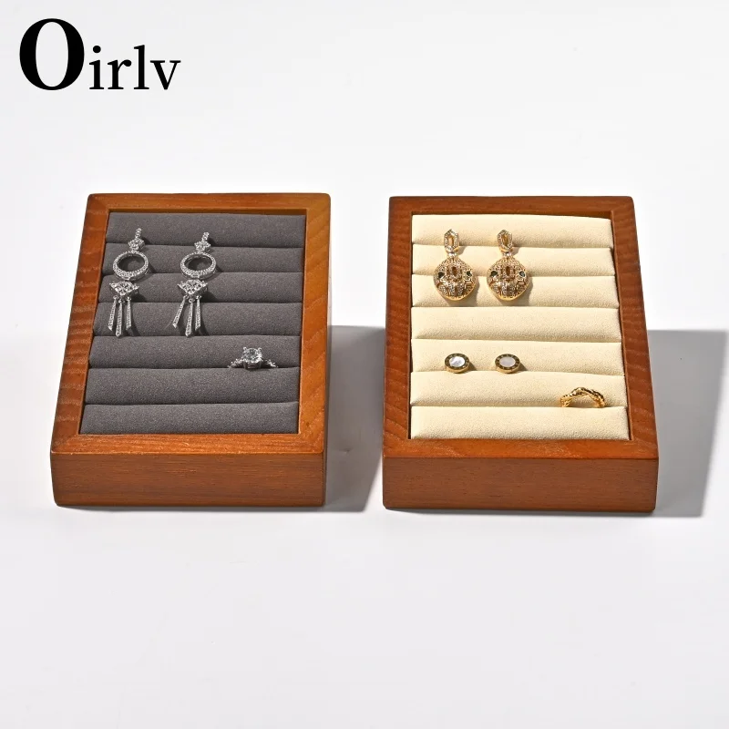 

Oirlv Retro Solid Wooden Portable Ring Earrings Studs Holder Jewelry Display Holders Showcase Storage Rack Organizer Stand Box
