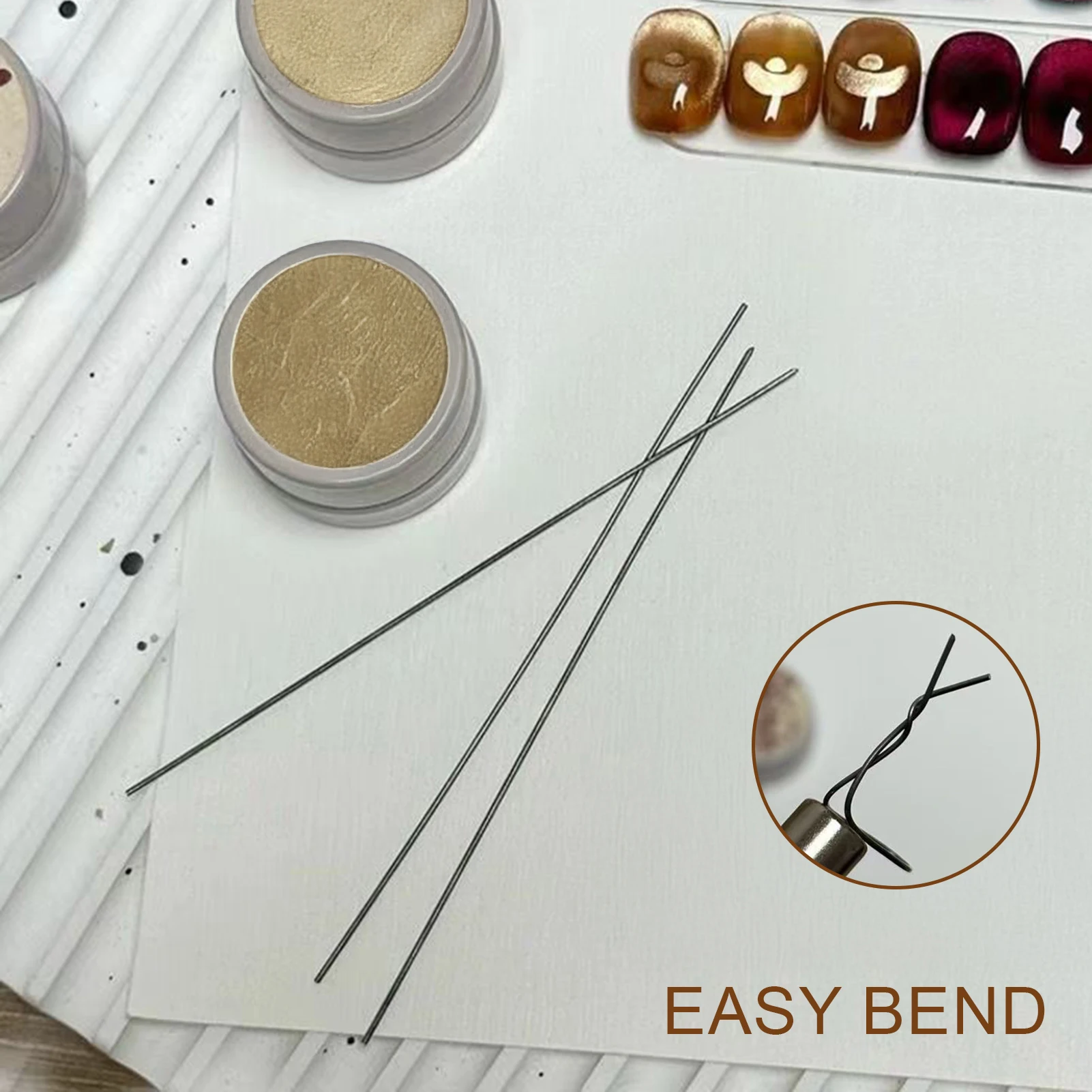 3D Cat Eye เล็บแม่เหล็กชุดลวดเหล็กยืดหยุ่นสําหรับสร้างรูปหัวใจและแท่งบนเล็บ DIY เล็บอุปกรณ์เสริมเครื่องมือ