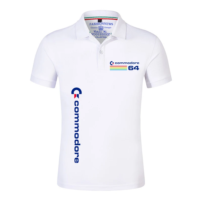 Commodore 64 Printed 2025 New Polo Shirt Summer Men's Stand-up Collar Shorts Sleeve Breathable Thin Clothes Tee